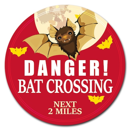 Signmission Bat Crossing Circle Vinyl Laminated Decal D-12-CIR-Bat Crossing